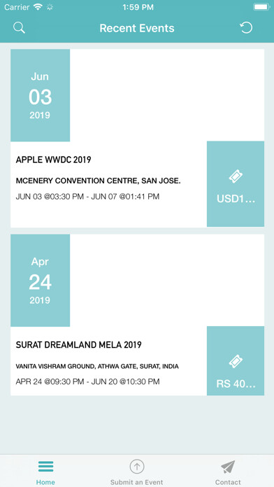 Emulate iPhone app Events Pro - Discover Events using MyAndroid