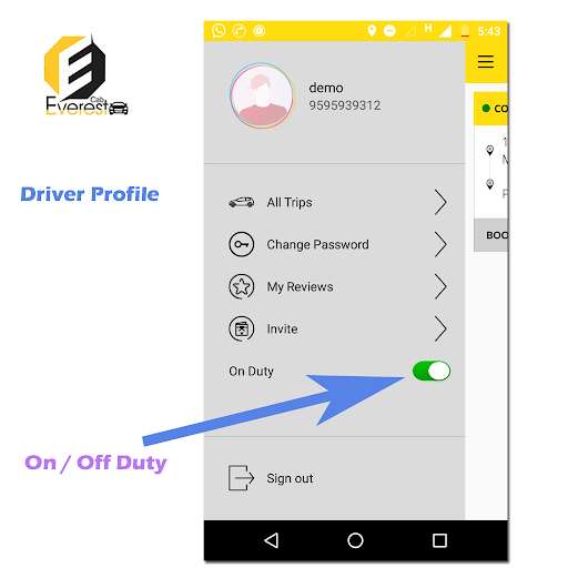 Run android online APK Everest Cabs Driver from MyAndroid or emulate Everest Cabs Driver using MyAndroid