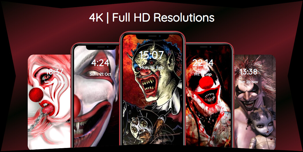 Run android online APK Evil and Scary Clown Wallpaper from MyAndroid or emulate Evil and Scary Clown Wallpaper using MyAndroid