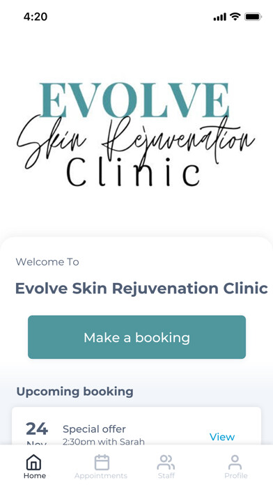 Emulate iPhone app EvolveSkin Rejuvenation Clinic using MyAndroid Emulate iPhone app EvolveSkin Rejuvenation Clinic using MyAndroid