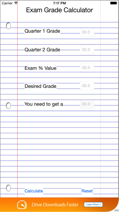 Emulate iPhone app Exam Grade Calculator using MyAndroid