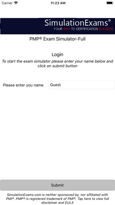 Emulate iPhone app Exam Sim For PMP using MyAndroid Emulate iPhone app Exam Sim For PMP using MyAndroid