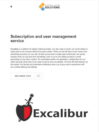 Run android online APK Excalibur Demo Paywall User Service from MyAndroid or emulate Excalibur Demo Paywall User Service using MyAndroid