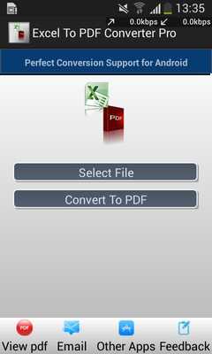 Emulate Android APK Excel to PDF Converter Pro +