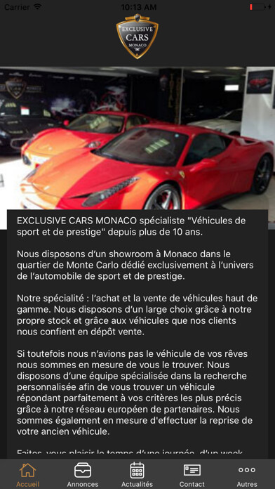 Emulate iPhone app Exclusive Cars Monaco using MyAndroid