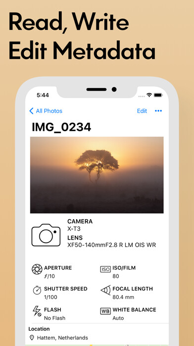 Emulate iPhone app EXIF Metadata App using MyAndroid