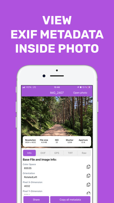 Emulate iPhone app EXIF Metadata viewer & remove using MyAndroid