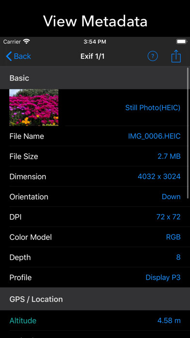 Emulate iPhone app EXIF Tool - Metadata Tool using MyAndroid