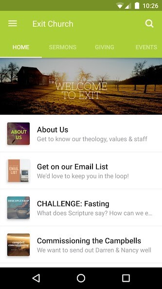 Emulate Android APK Exit Church