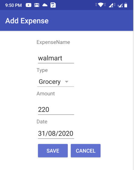 Emulate Android APK Expense Calculator Emulate Android APK Expense Calculator