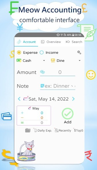 Run android online APK Expense Tracker with Cute Cat from MyAndroid or emulate Expense Tracker with Cute Cat using MyAndroid
