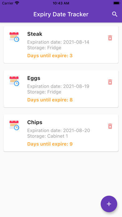 Emulate iPhone app Expiry Date Tracker 2021 using MyAndroid