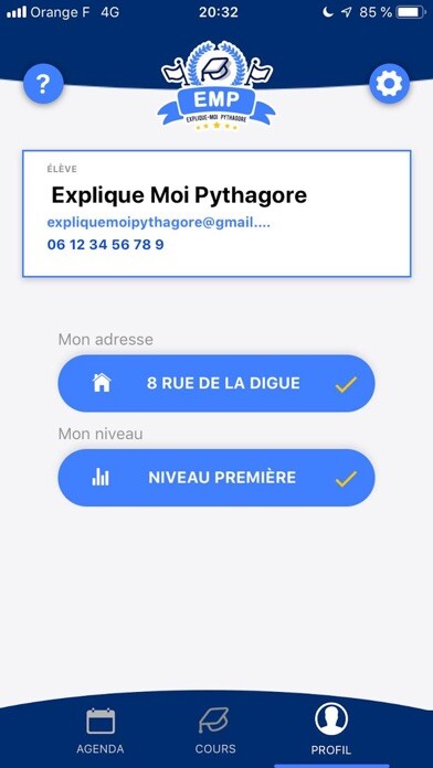 Emulate iPhone app Explique Moi Pythagore using MyAndroid