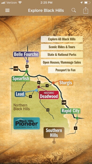 Emulate iPhone app Explore Black Hills using MyAndroid