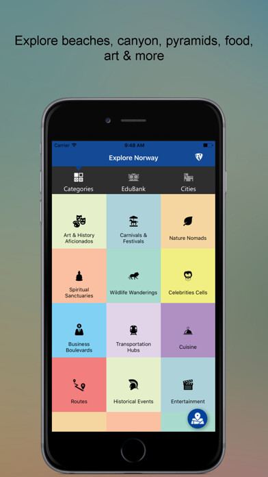Emulate iPhone app Explore Norway SMART Guide using MyAndroid