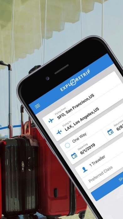 Emulate iPhone app ExploreTrip - Flights Booking using MyAndroid