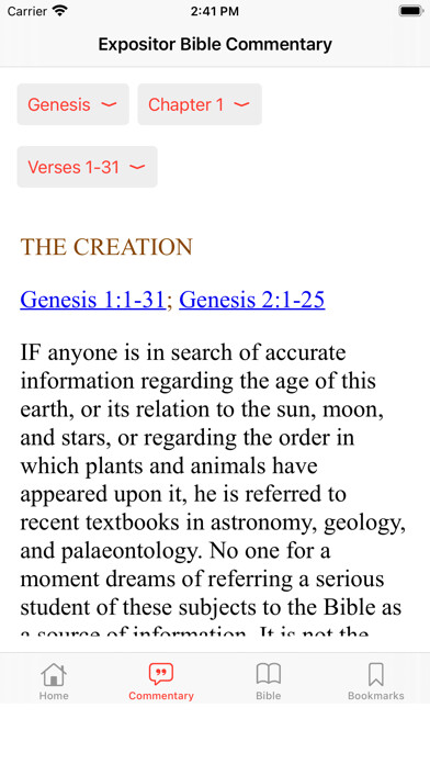 Emulate iPhone app Expositor Bible Commentary using MyAndroid