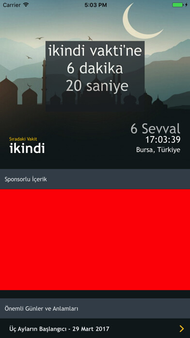 Emulate iPhone app Ezan Vakitleri Türkiye using MyAndroid