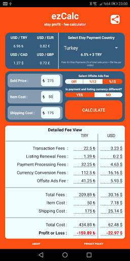 Run android online APK ezCalc - Profit Calculator for Etsy Sellers from MyAndroid or emulate ezCalc - Profit Calculator for Etsy Sellers using MyAndroid
