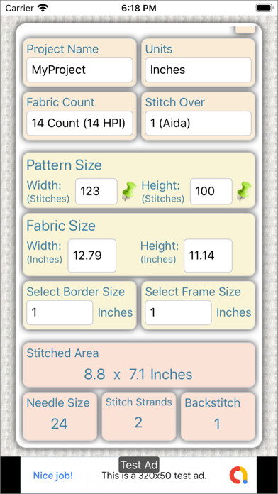Emulate iPhone app Fabric Calculator using MyAndroid