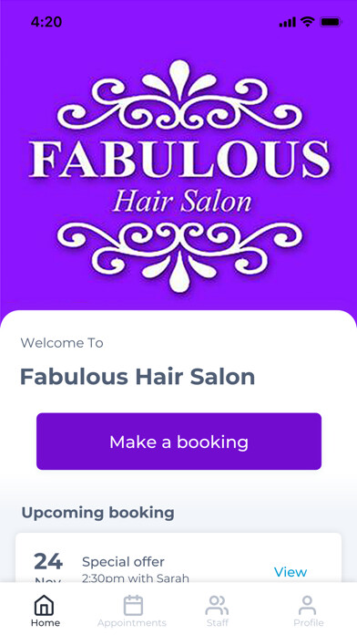 Emulate iPhone app Fabulous Hair Salon using MyAndroid