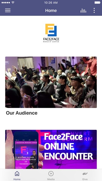 Emulate iPhone app Face2Face Worship Center using MyAndroid