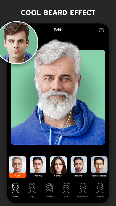Emulate iPhone app FaceLab: Face Editor, Age Swap using MyAndroid