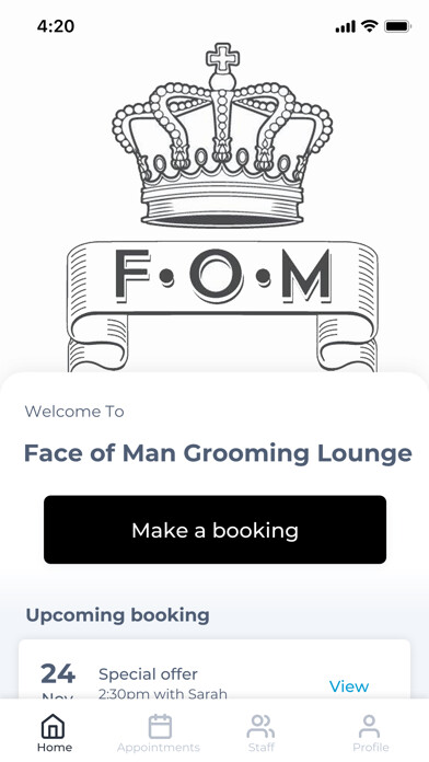 Emulate iPhone app Face of Man Grooming Lounge using MyAndroid Emulate iPhone app Face of Man Grooming Lounge using MyAndroid