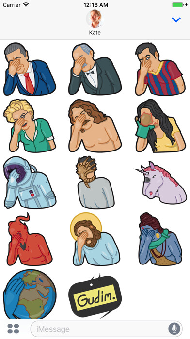 Emulate iPhone app Facepalm stickers for iMessage by gudim using MyAndroid Emulate iPhone app Facepalm stickers for iMessage by gudim using MyAndroid