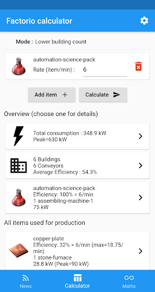 Run android online APK Factorio Calculator from MyAndroid or emulate Factorio Calculator using MyAndroid