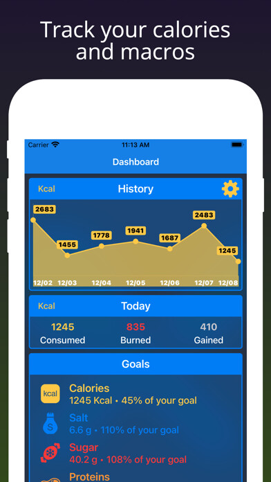Emulate iPhone app Factz - Calorie Food Tracker using MyAndroid