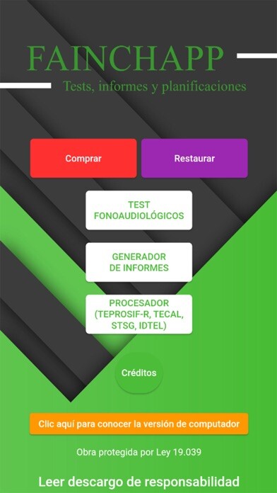 Emulate iPhone app FAINCHAPP Informes Pruebas using MyAndroid