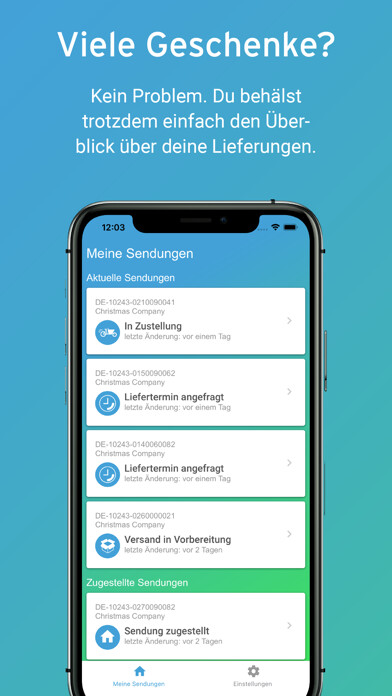 Emulate iPhone app Fairsenden Liefertermine using MyAndroid