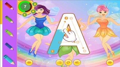 Emulate iPhone app Fairy tale and ABC Alphabet tracing for kid using MyAndroid