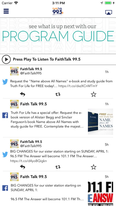 Emulate iPhone app Faith Talk 99.5 using MyAndroid