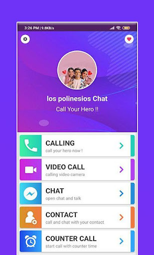 Run android online APK Fake Los Polinesios Call Voice & Video from MyAndroid or emulate Fake Los Polinesios Call Voice & Video using MyAndroid