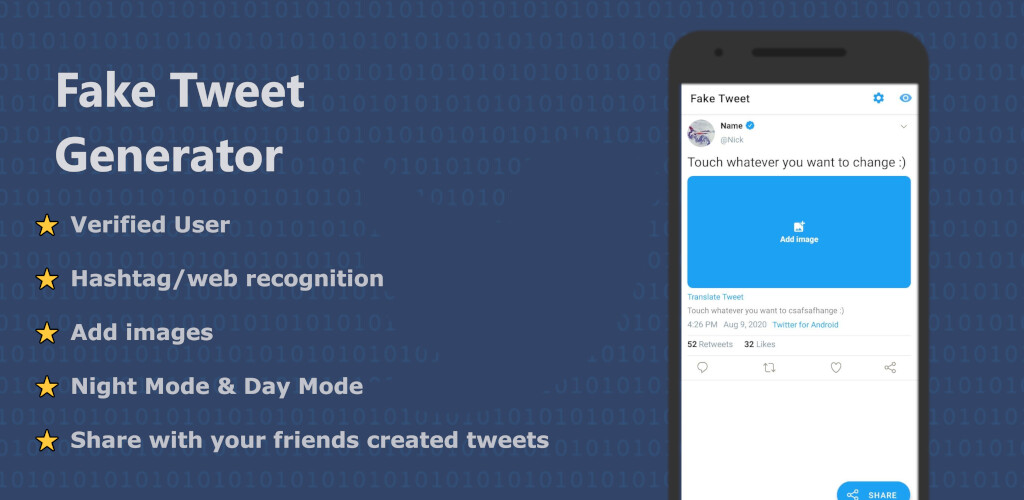 Run android online APK Fake Tweet Creator Post from MyAndroid or emulate Fake Tweet Creator Post using MyAndroid Run android online APK Fake Tweet Creator Post from MyAndroid or emulate Fake Tweet Creator Post using MyAndroid