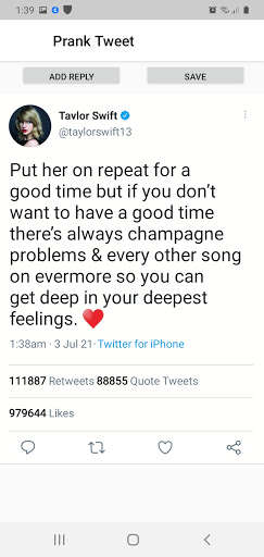 Run android online APK Fake tweet prank from MyAndroid or emulate Fake tweet prank using MyAndroid