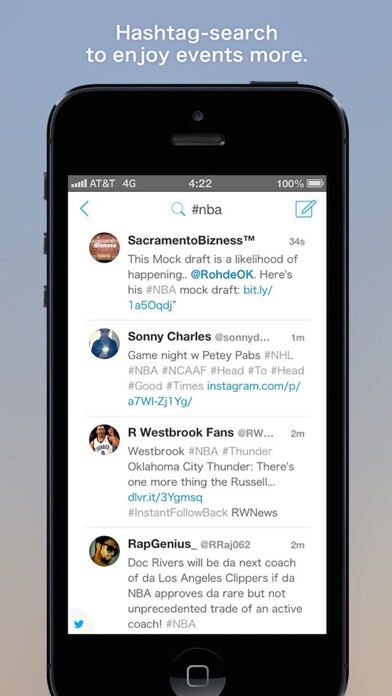 Emulate iPhone app Falcon for Twitter - Twitter client that specializes in streaming search using MyAndroid