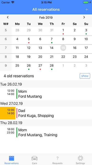 Emulate iPhone app Family Car Sharing using MyAndroid