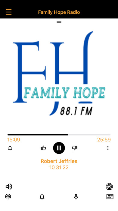 Emulate iPhone app Family Hope Radio using MyAndroid