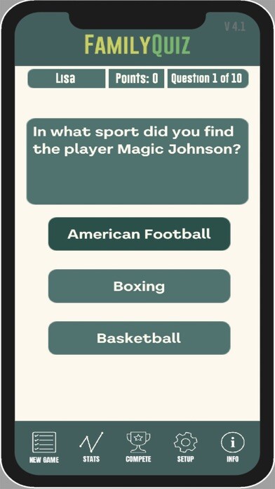Emulate iPhone app FamilyQuiz - Quiz using MyAndroid