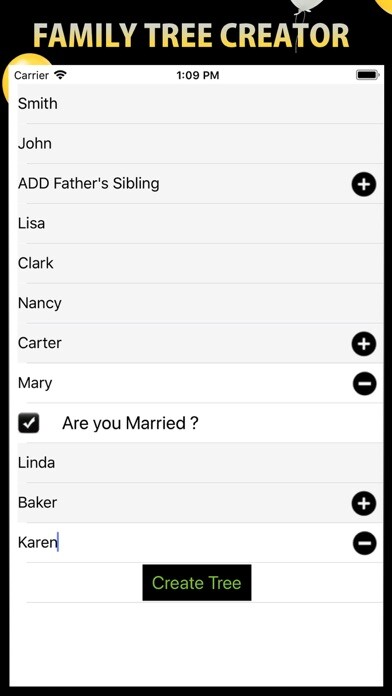 Emulate iPhone app Family Tree Creator using MyAndroid