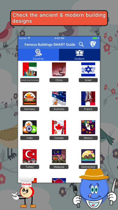 Emulate iPhone app Famous Buildings SMART Guide using MyAndroid