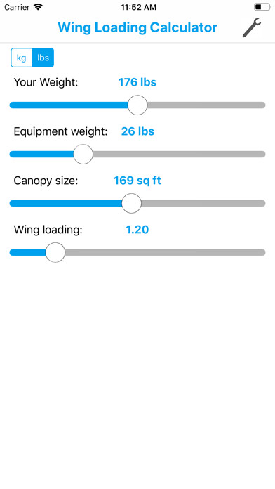 Emulate iPhone app Fancy Wingloading Calculator using MyAndroid Emulate iPhone app Fancy Wingloading Calculator using MyAndroid