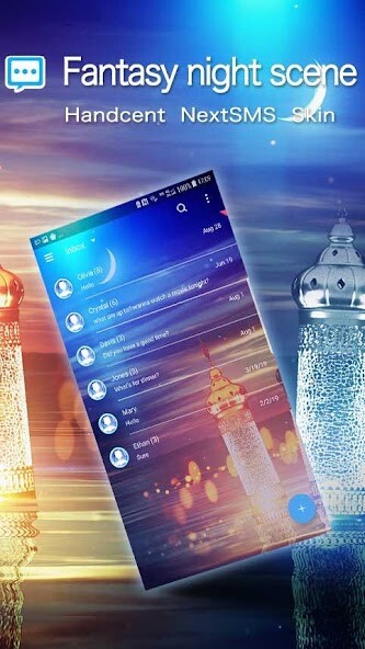 Run android online APK Fantasy night scene Next SMS Skin from MyAndroid or emulate Fantasy night scene Next SMS Skin using MyAndroid