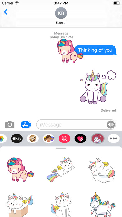 Emulate iPhone app Fantasy Unicorn Stickers using MyAndroid
