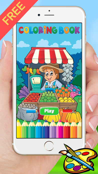 Emulate iPhone app Farm & Animals coloring book - drawing free game for kids using MyAndroid