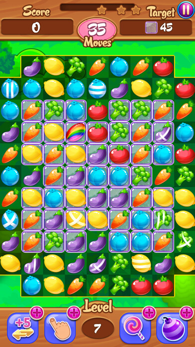 Emulate iPhone app Farm King - Vegetable Match 3 Game using MyAndroid