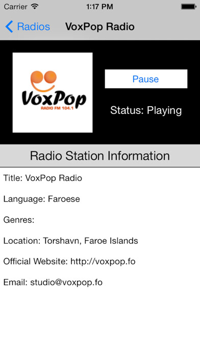 Emulate iPhone app Faroe Islands Radio Live using MyAndroid Emulate iPhone app Faroe Islands Radio Live using MyAndroid